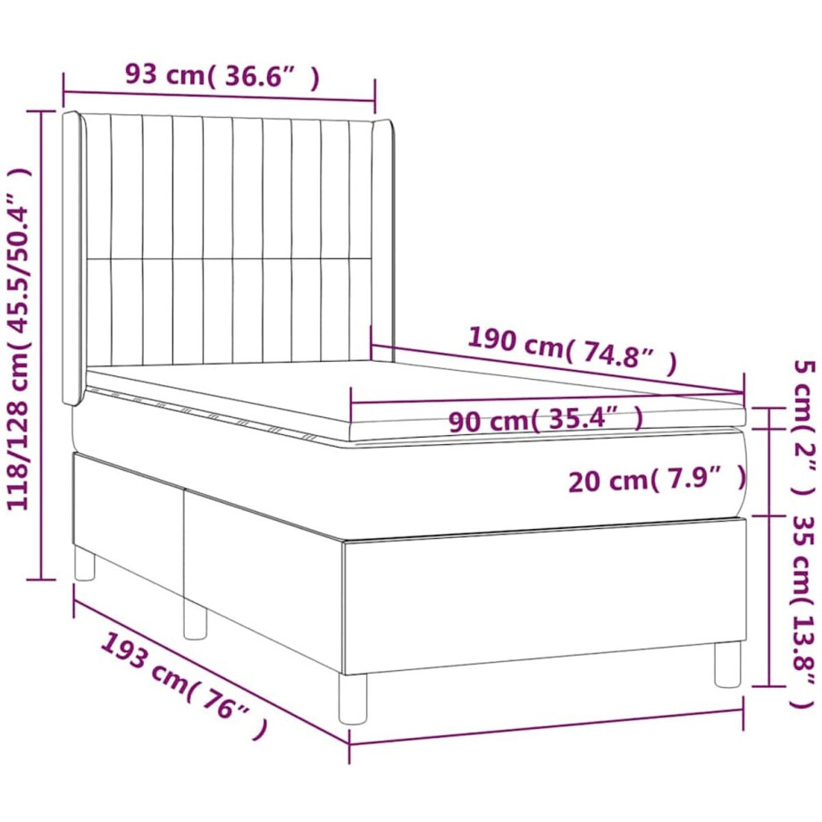 vidaXL - Boxspring - met - matras - stof - donkergrijs - 90x190 - cm vidaXL - Boxspring - met - matras - stof - donkergrijs - 90x190 - cm afbeelding 1