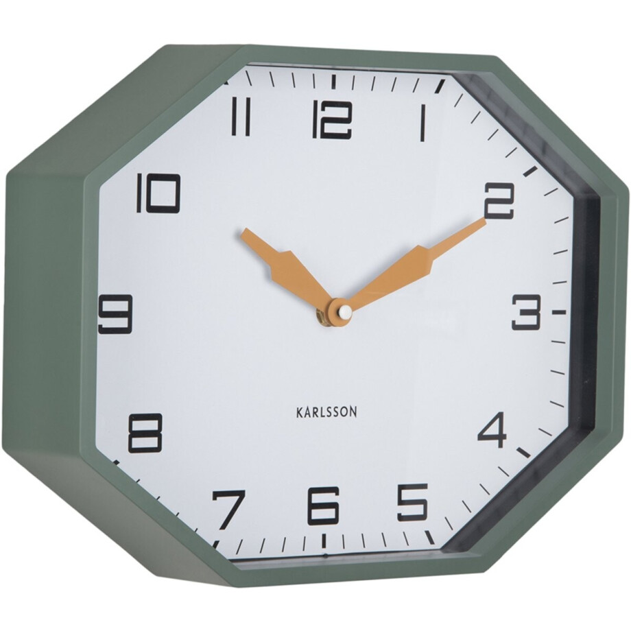 Karlsson - Wandklok Modern Factory Octagon - Jungle green & ochre yellow Karlsson - Wandklok Modern Factory Octagon - Jungle green & ochre yellow afbeelding 1