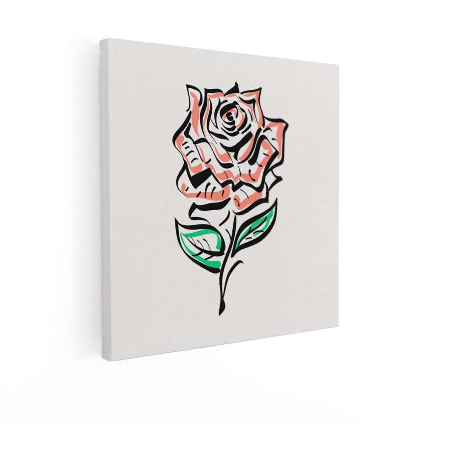 Artaza Canvas Schilderij Abstracte Roos - 90x90 cm - Wanddecoratie Bloem - Muurdecoratie Modern - Decoratie Schets - Schilderijen Op Canvas afbeelding 1