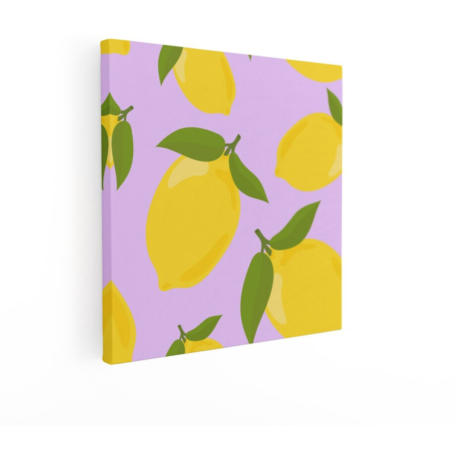 Artaza Canvas Schilderij Citroenen Patroon - 40x40 cm - Wanddecoratie Fruit - Muurdecoratie Keuken - Kamer Accessoires Geel afbeelding 1