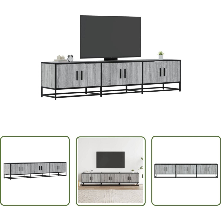 vidaXL Salontafel - Tv-meubel - Tv-meubel 180x35x41 cm bewerkt hout grijs sonoma eikenkleurig - Kast - Opbergruimte - Houten Tv-meubel afbeelding 1