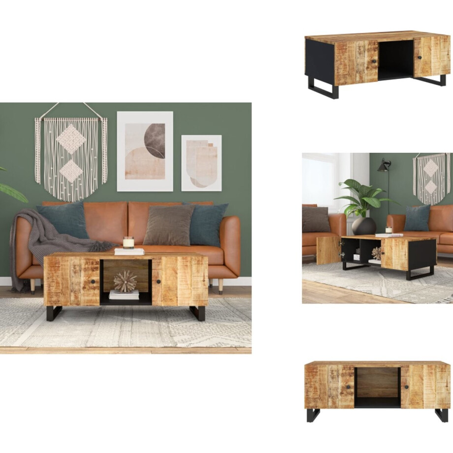 vidaXL Salontafel - Salontafels - Tafel - Bijzettafel - Salontafel 100x54x40 cm massief mangohout en bewerkt hout afbeelding 1