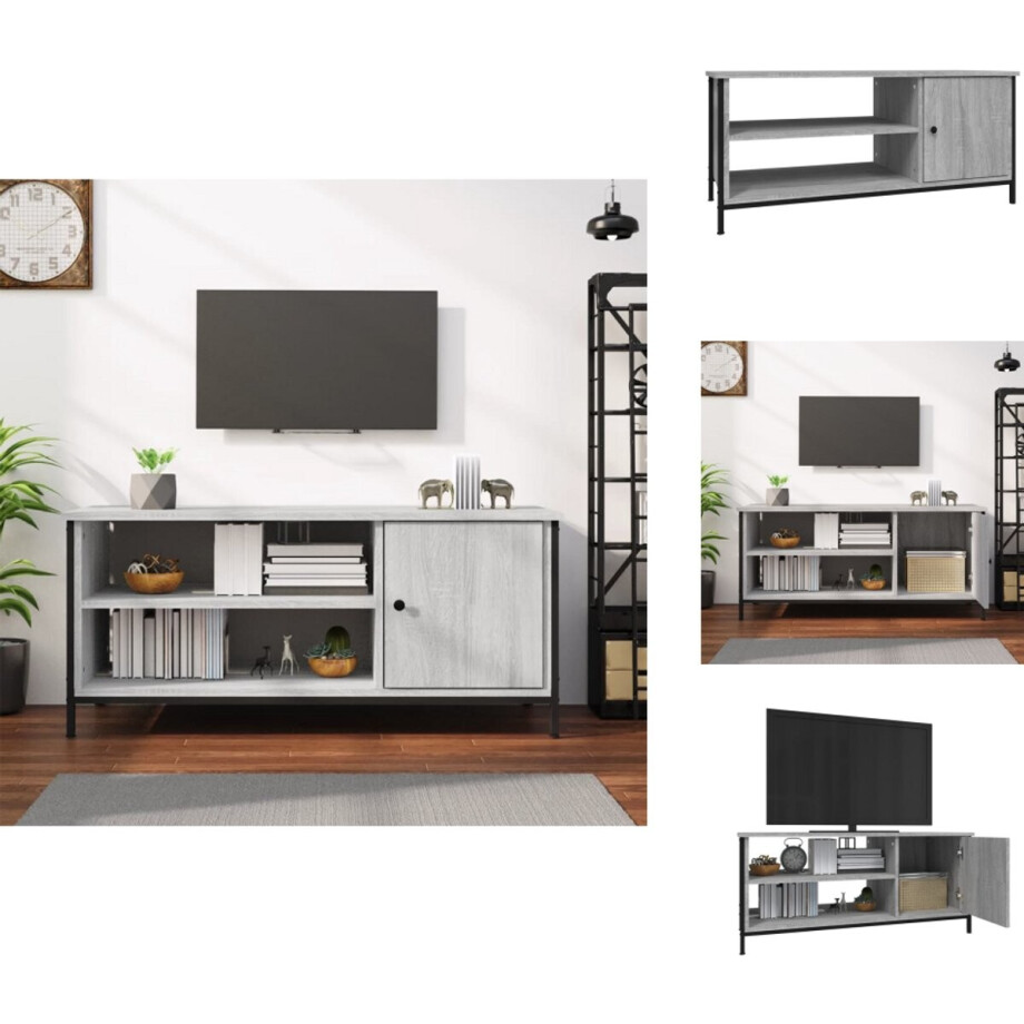 vidaXL Tv-meubel - Tv-meubelen - Tv-standaard - Televisiemeubel - Tv-meubel 100x40x45 cm bewerkt hout grijs sonoma eikenkleurig vidaXL Tv-meubel - Tv-meubelen - Tv-standaard - Televisiemeubel - Tv-meubel 100x40x45 cm bewerkt hout grijs sonoma eikenkleurig afbeelding 1