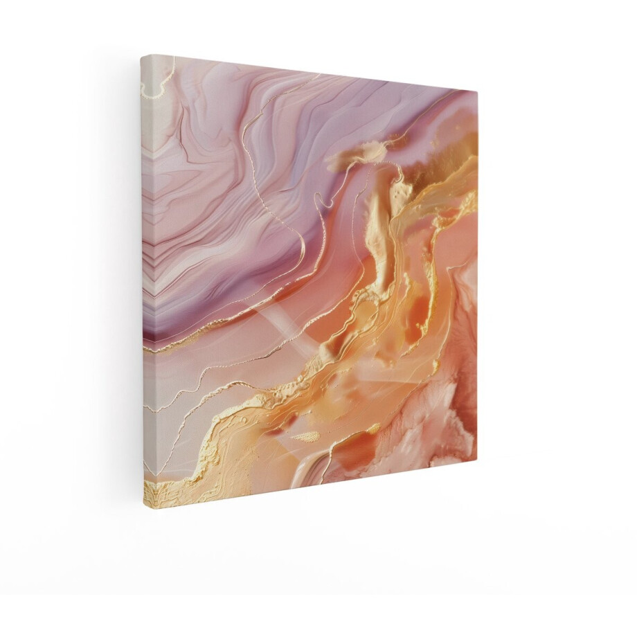 Artaza Canvas Schilderij Abstract - 70x70 cm - Wanddecoratie Goud - Muurdecoratie Marmer - Decoratie Woonkamer - Perzik Artaza Canvas Schilderij Abstract - 70x70 cm - Wanddecoratie Goud - Muurdecoratie Marmer - Decoratie Woonkamer - Perzik afbeelding 1
