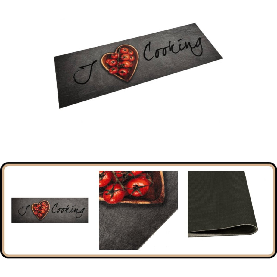 vidaXL Keukenmat - Kooktekst - Wasbaar 60x180 cm Keukenmat - Keukenloper - Vloerkleden - Polyamide - Grijs afbeelding 1