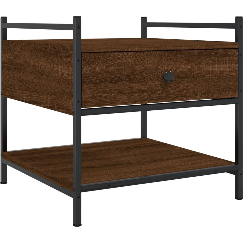 vidaXL Houten Salontafel - Salontafel - Salontafel 50x50x50 cm bewerkt hout bruin eikenkleur - Bruine Salontafel - Kleine Salontafel - Living Room Furniture vidaXL Houten Salontafel - Salontafel - Salontafel 50x50x50 cm bewerkt hout bruin eikenkleur - Bruine Salontafel - Kleine Salontafel - Living Room Furniture afbeelding 1