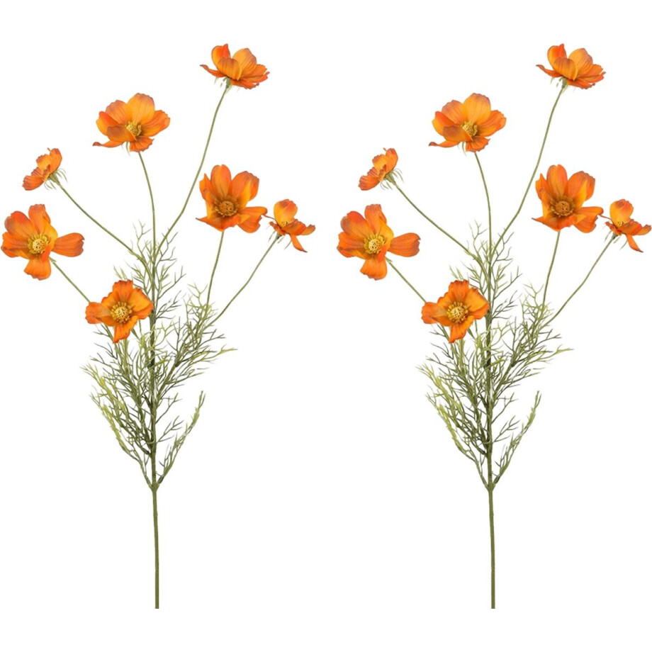 Viv! Home Luxuries Cosmos - kunstbloem - 2 stuks - oranje - 77cm Viv! Home Luxuries Cosmos - kunstbloem - 2 stuks - oranje - 77cm afbeelding 1