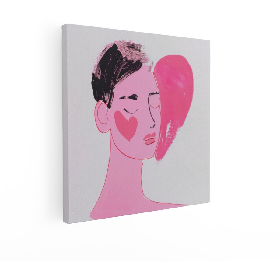 Artaza Canvas Schilderij Vrouw - 50x50 cm - Wanddecoratie Modern - Muurdecoratie Roze - Decoratie Liefde Hart - Schilderijen Op Canvas Artaza Canvas Schilderij Vrouw - 50x50 cm - Wanddecoratie Modern - Muurdecoratie Roze - Decoratie Liefde Hart - Schilderijen Op Canvas afbeelding 1