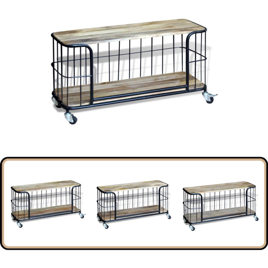 vidaXL Tv-meubel - Massief Mangohout - 100x40x45 cm Tv-kast - Mangohout - Industrieel Design - Vintage Meubels - Woonaccessoires vidaXL Tv-meubel - Massief Mangohout - 100x40x45 cm Tv-kast - Mangohout - Industrieel Design - Vintage Meubels - Woonaccessoires afbeelding 1