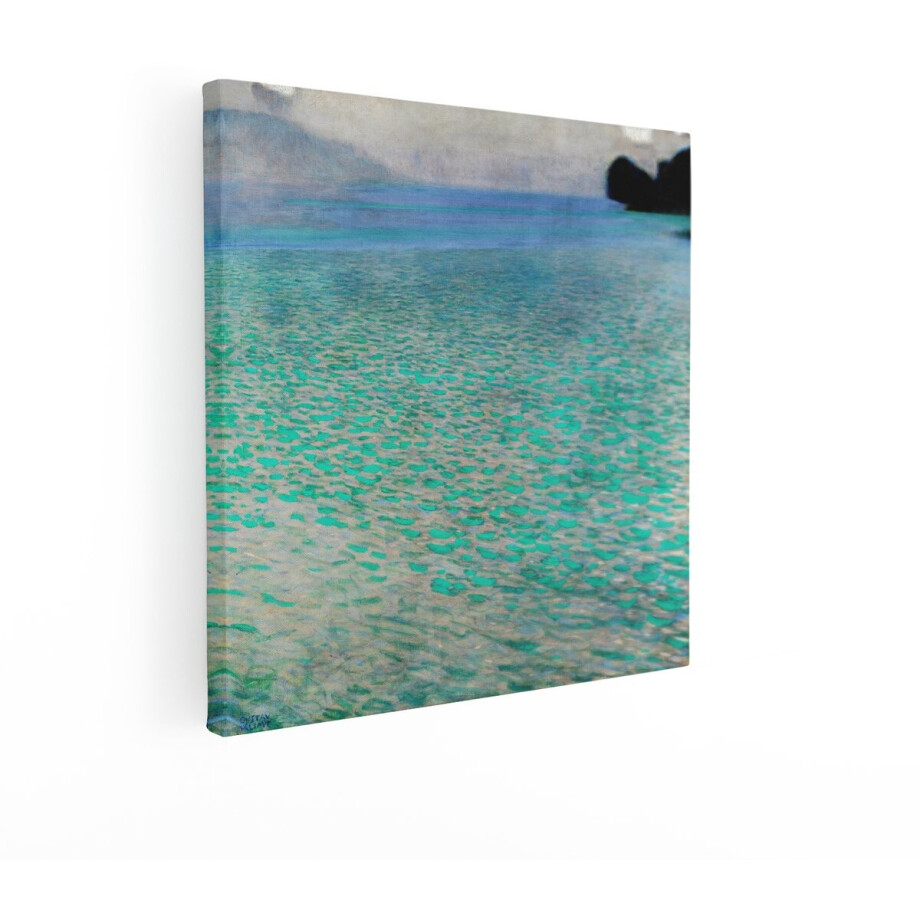 Artaza Canvas Schilderij Gustav Klimts Schilderij 'De Waterslangen Ii' van Glinsterend Turquoise Water - 50x50 cm - Wanddecoratie Woonkamer - Schilderijen - Muurdecoratie afbeelding 1