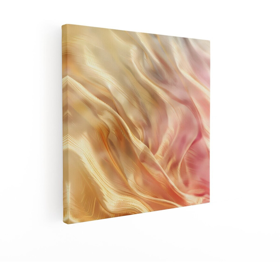 Artaza Canvas Schilderij Zachte Gouden en Roze Stof met Golvende Plooien en Glinsterende Highlights - 40x40 cm - Wanddecoratie Woonkamer - Schilderijen - Muurdecoratie Artaza Canvas Schilderij Zachte Gouden en Roze Stof met Golvende Plooien en Glinsterende Highlights - 40x40 cm - Wanddecoratie Woonkamer - Schilderijen - Muurdecoratie afbeelding 1