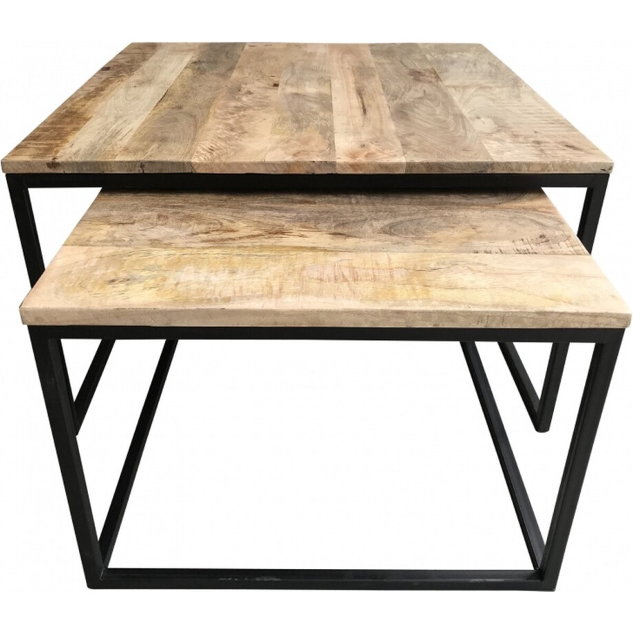 Vtw Living - Bijzettafel Set van Mangohout - Vierkant - 70 & 80 cm Vtw Living - Bijzettafel Set van Mangohout - Vierkant - 70 & 80 cm afbeelding 1