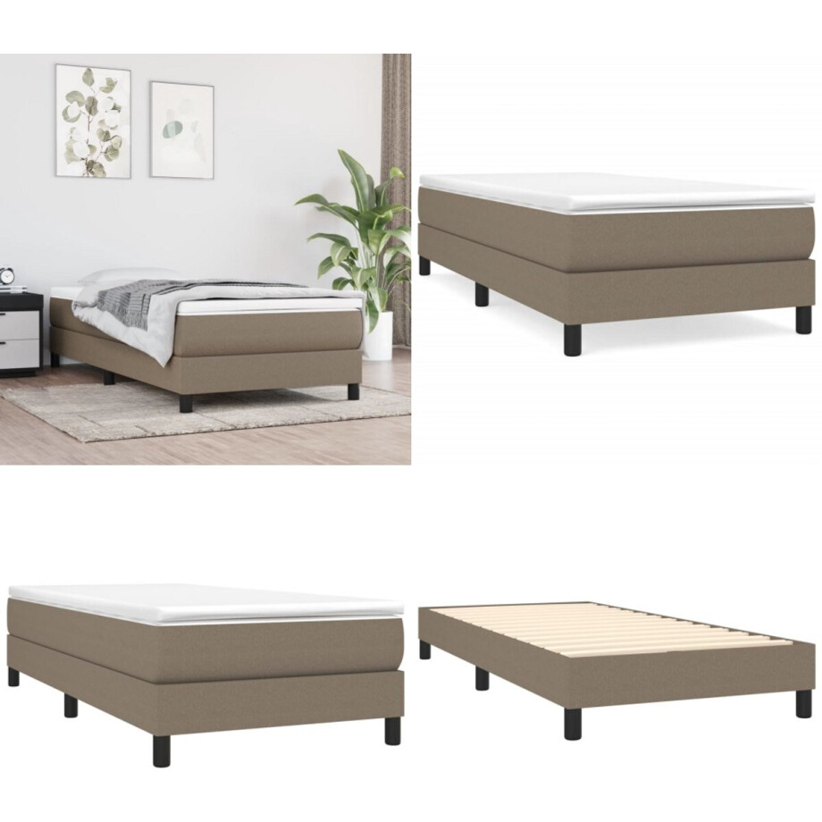 vidaXL - Boxspring - bed - 80x200 - cm - stof - taupe afbeelding 1