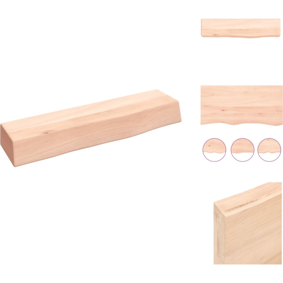 vidaXL - Wandschap - 40x10x6 - cm - onbehandeld - massief - eikenhout afbeelding 1