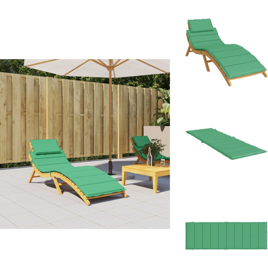 vidaXL Ligbedkussen - Ligbedkussens - Kussen Loungekussen - Stoelkussen - Ligbedkussen 186x58x3 cm oxford stof groen afbeelding 1