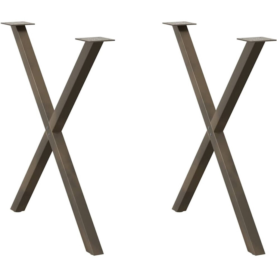 vidaXL - Eettafelpoten - 2 - st - X-vormig - 80x(72-73) - cm - staal - naturel vidaXL - Eettafelpoten - 2 - st - X-vormig - 80x(72-73) - cm - staal - naturel afbeelding 1