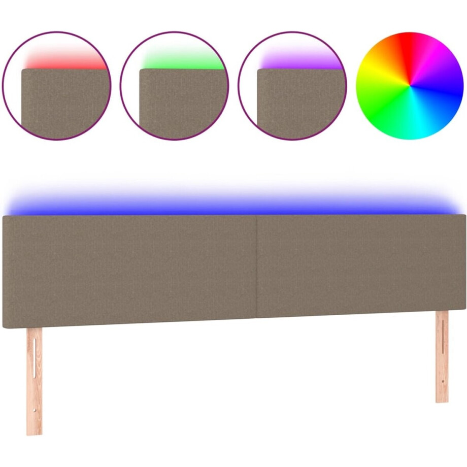 vidaXL - Hoofdbord - LED - 180x5x78/88 - cm - stof - taupe vidaXL - Hoofdbord - LED - 180x5x78/88 - cm - stof - taupe afbeelding 1