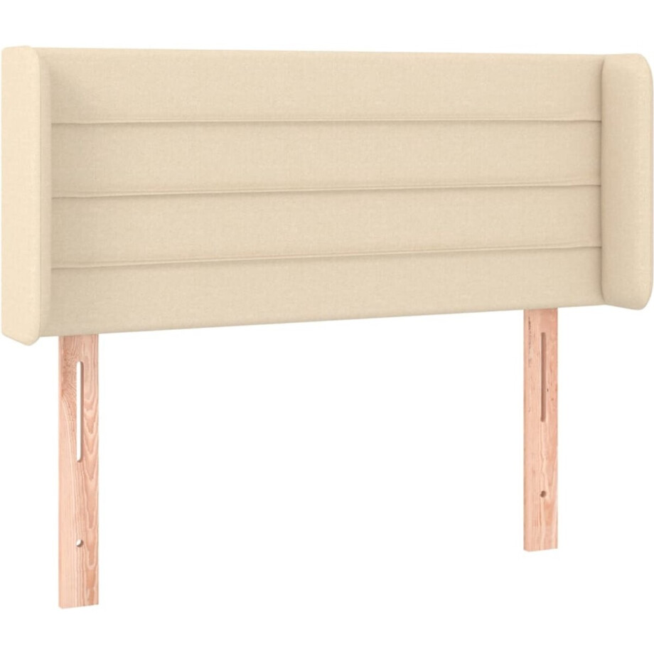 vidaXL - Hoofdbord - met - randen - 93x16x78/88 - cm - stof - crèmekleurig afbeelding 1