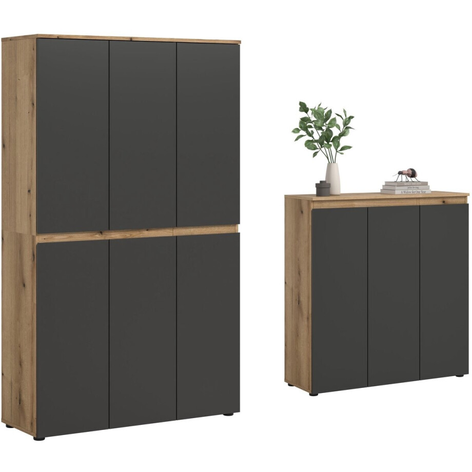 Moderne Universele Kast Antraciet-Eik - 22 Planken en Kleiderstang - 175x175x37 cm afbeelding 1