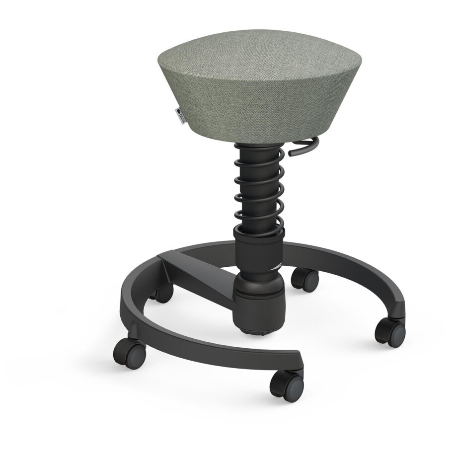 Aeris Swopper - ergonomische bureaukruk - zwart onderstel - grijze zitting - zachte wielen - wol - standaard afbeelding 1