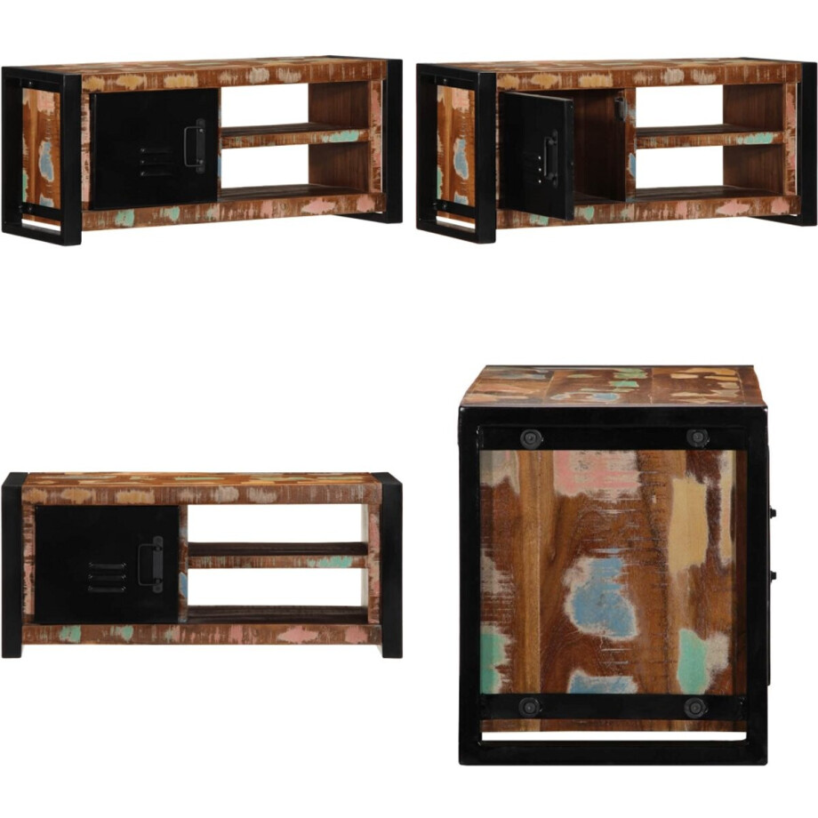vidaXL Tv-meubel 80x30x35 cm massief gerecycled hout - Tv-kast - Tv-kasten - Tv-standaard - Tv-meubel afbeelding 1