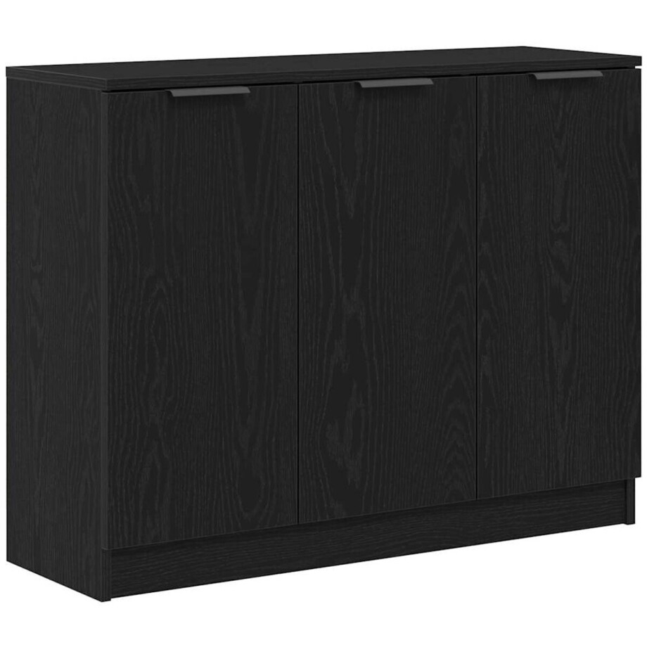 vidaXL - Dressoir - Zwart - Eiken - 90,5 - x - 30 - x - 70 - cm - Bewerkt - hout afbeelding 1