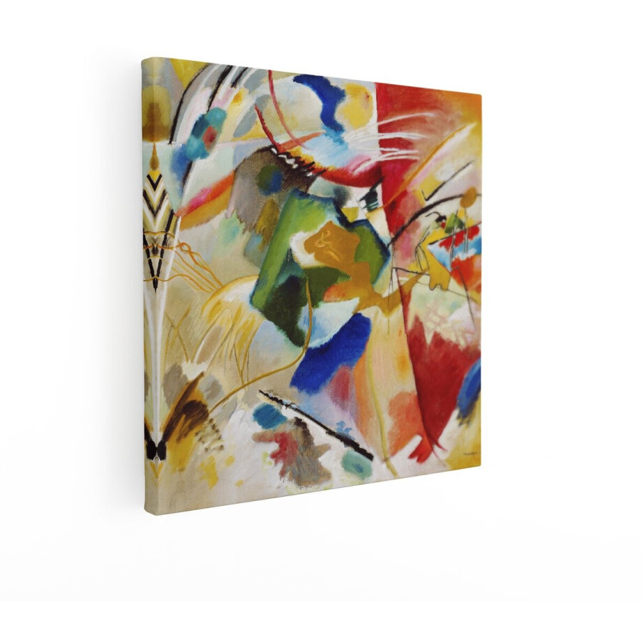 Artaza Canvas Schilderij Abstracte Compositie met Levendige Kleuren en Dynamische Lijnen door Wassily Kandinsky - 40x40 cm - Wanddecoratie Woonkamer - Schilderijen - Muurdecoratie afbeelding 1