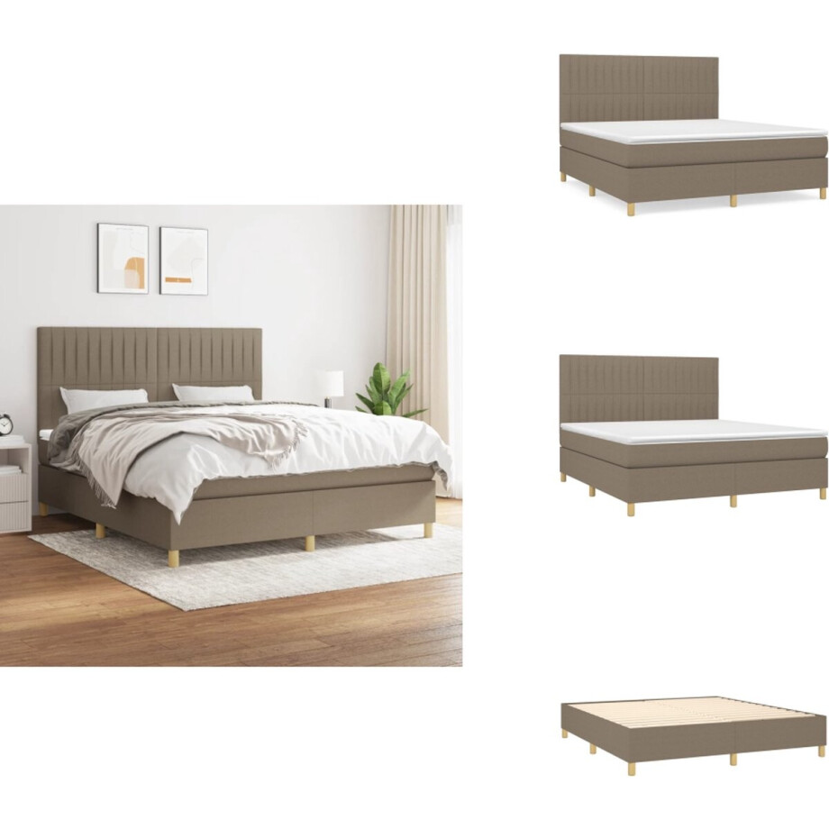 vidaXL Boxspring - Boxsprings - Bed - Slaapmeubel - Boxspring met matras stof taupe 180x200 cm afbeelding 1