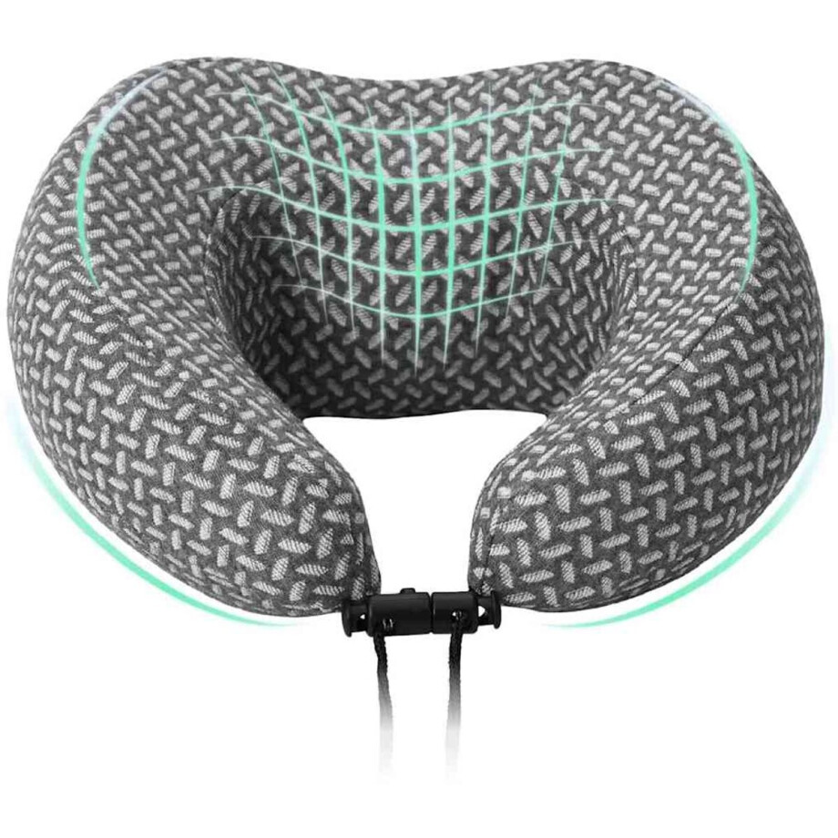 vidaXL - Reiskussen - voor - de - nek - Grijs - Traagschuim - 30 - x - 28 - x - 14 - cm afbeelding 1