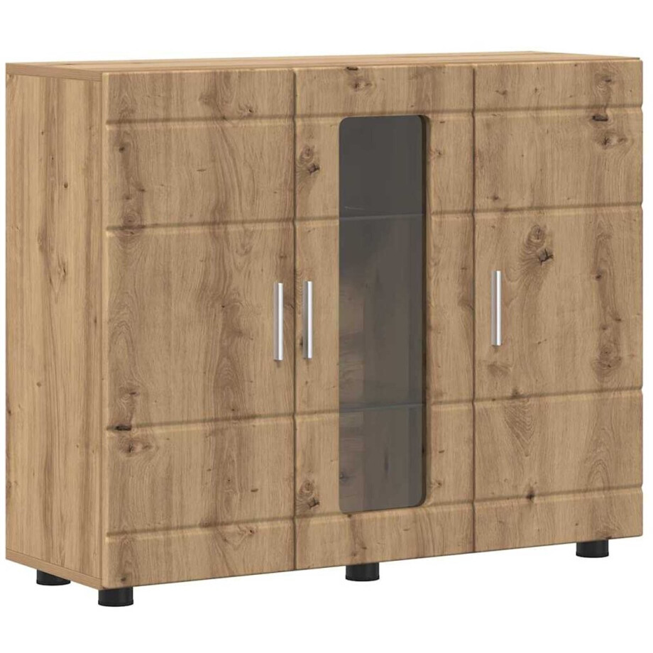 vidaXL - Dressoir - met - plank - artisanaal - eikenkleurig - 55,5 - x - 29 - x - 100 - cm afbeelding 1