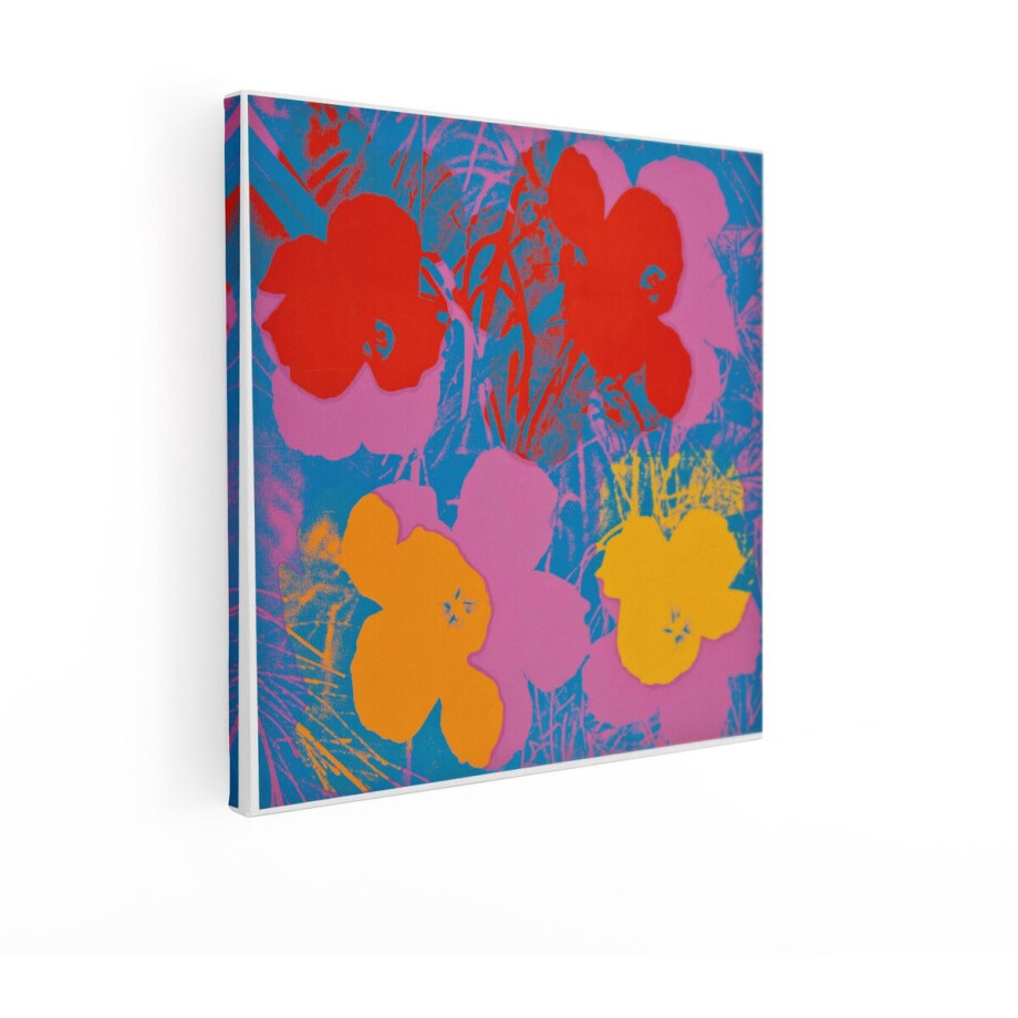 Artaza Canvas Schilderij Bloemen Andy Warhol - 90x90 cm - Wanddecoratie Popart - Muurdecoratie Modern - Schilderijen Op Canvas Kleurrijk afbeelding 1