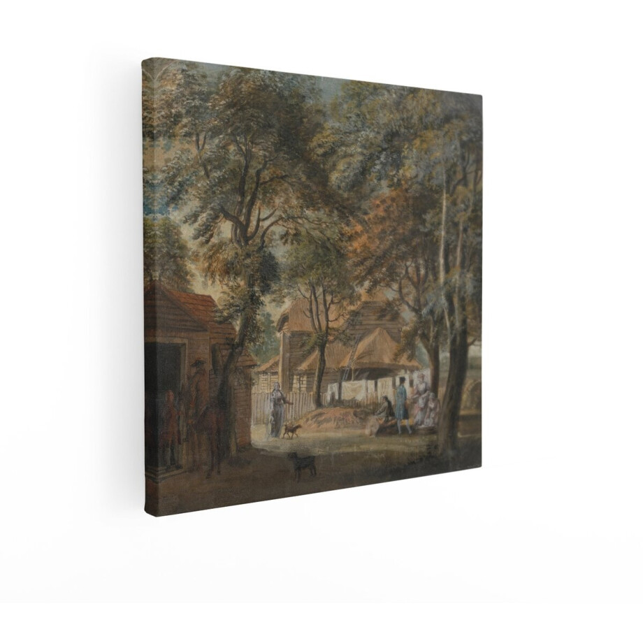 Artaza Canvas Schilderij 18E-Eeuwse Boerderijscène met Mensen - Paarden en Honden in een Landelijke Omgeving - 50x50 cm - Wanddecoratie Woonkamer - Schilderijen - Muurdecoratie Artaza Canvas Schilderij 18E-Eeuwse Boerderijscène met Mensen - Paarden en Honden in een Landelijke Omgeving - 50x50 cm - Wanddecoratie Woonkamer - Schilderijen - Muurdecoratie afbeelding 1