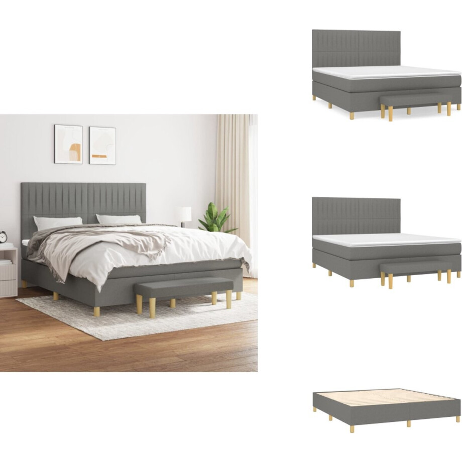 vidaXL Boxspring - Boxsprings - Pocketveringbed - Bed - Boxspring met matras stof donkergrijs 180x200 cm vidaXL Boxspring - Boxsprings - Pocketveringbed - Bed - Boxspring met matras stof donkergrijs 180x200 cm afbeelding 1