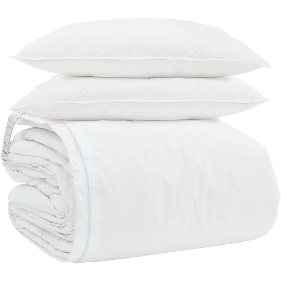 vidaXL - Deken - Set - met - kussen - 3 - pcs - Wit - Donsveer vidaXL - Deken - Set - met - kussen - 3 - pcs - Wit - Donsveer afbeelding 1