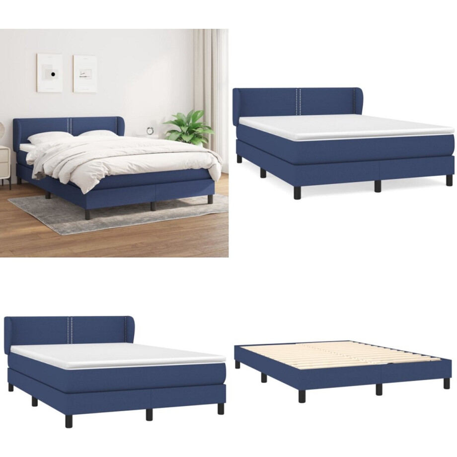 vidaXL Boxspring met matras stof blauw 140x200 cm - Boxspring - Boxsprings - Bed - Slaapmeubel vidaXL Boxspring met matras stof blauw 140x200 cm - Boxspring - Boxsprings - Bed - Slaapmeubel afbeelding 1