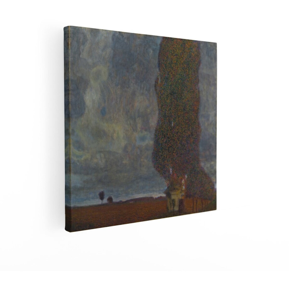 Artaza Canvas Schilderij Impressionistisch Landschap met Cipressen en een Gebouw onder een Dramatische Hemel - 50x50 cm - Wanddecoratie Woonkamer - Schilderijen - Muurdecoratie afbeelding 1