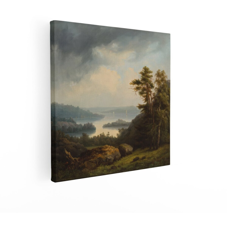 Artaza Canvas Schilderij Landschap - 90x90 cm - Wanddecoratie Natuur - Muurdecoratie Oude Meesters - Decoratie Meer - Schilderijen Op Canvas afbeelding 1