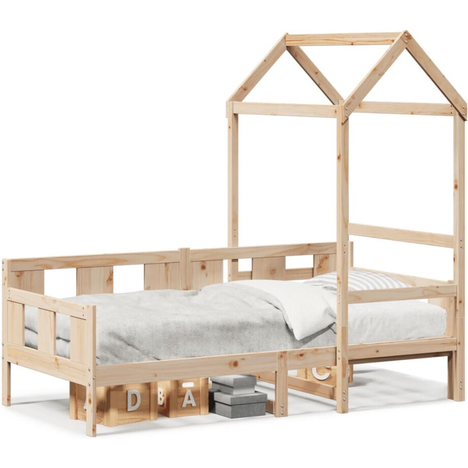 vidaXL - Slaapbank - met - huisje - 90x200 - cm - massief - grenenhout vidaXL - Slaapbank - met - huisje - 90x200 - cm - massief - grenenhout afbeelding 1