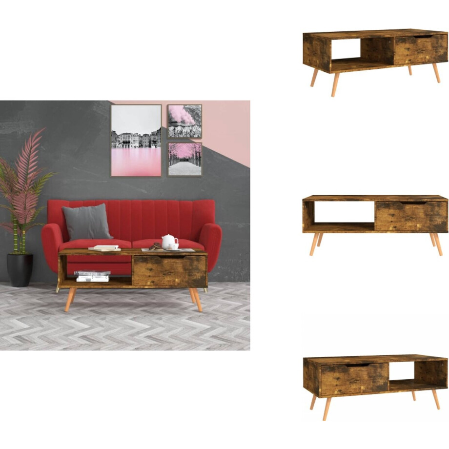 vidaXL Salontafel - Salontafels - Koffie Tafel - Koffie Tafels - Salontafel 100x49,5x43 cm bewerkt hout gerookt eikenkleurig vidaXL Salontafel - Salontafels - Koffie Tafel - Koffie Tafels - Salontafel 100x49,5x43 cm bewerkt hout gerookt eikenkleurig afbeelding 1