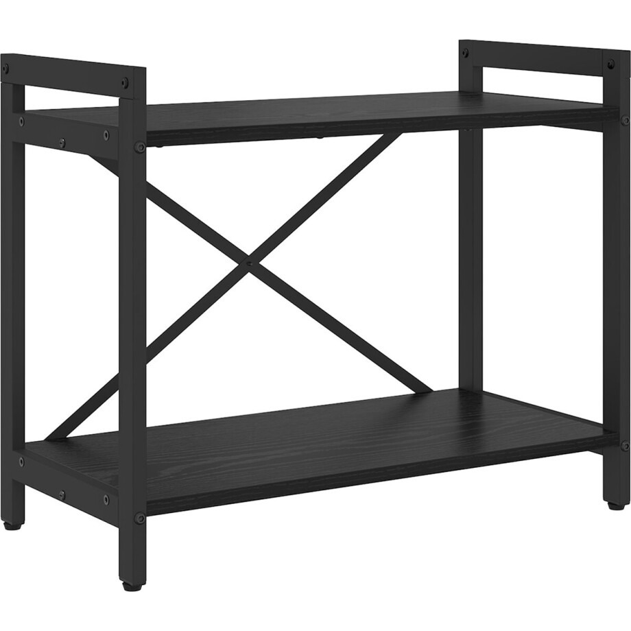 vidaXL - Boekenplank - Zwart - Eiken - 60 - x - 30 - x - 50 - cm - Bewerkt - hout afbeelding 1