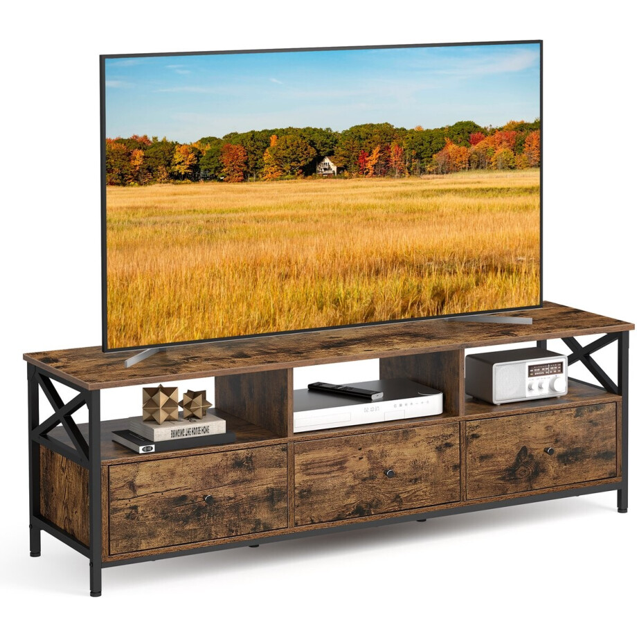 VASAGLE - TV Meubel - 147 cm Lang - 3 Lades - 3 Planken - Stalen Frame VASAGLE - TV Meubel - 147 cm Lang - 3 Lades - 3 Planken - Stalen Frame afbeelding 1
