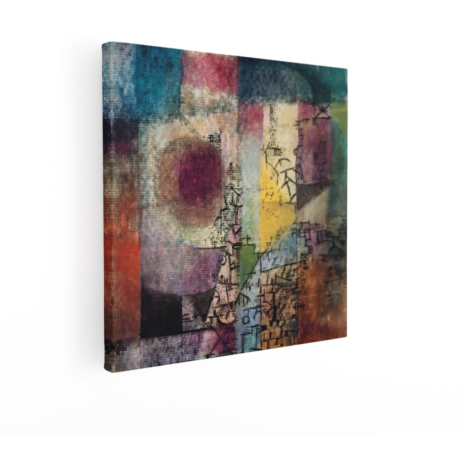 Artaza Canvas Schilderij Abstract - 50x50 cm - Wanddecoratie Paul Klee - Muurdecoratie Modern - Decoratie Geometrisch - Kleurrijk afbeelding 1