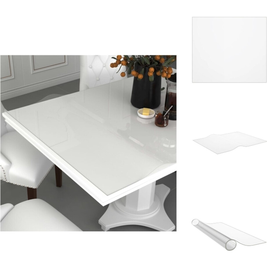 vidaXL Tafelbeschermer - Tafelbeschermers - Tafelfolie - Tafelfolies - Tafelbeschermer 100x90 cm 2 mm PVC transparant afbeelding 1