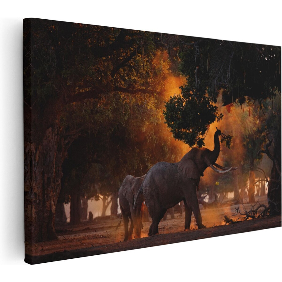Artaza Canvas Schilderij Olifant - 60x40 cm - Wanddecoratie Afrika - Muurdecoratie Dieren - Schilderijen Op Canvas afbeelding 1