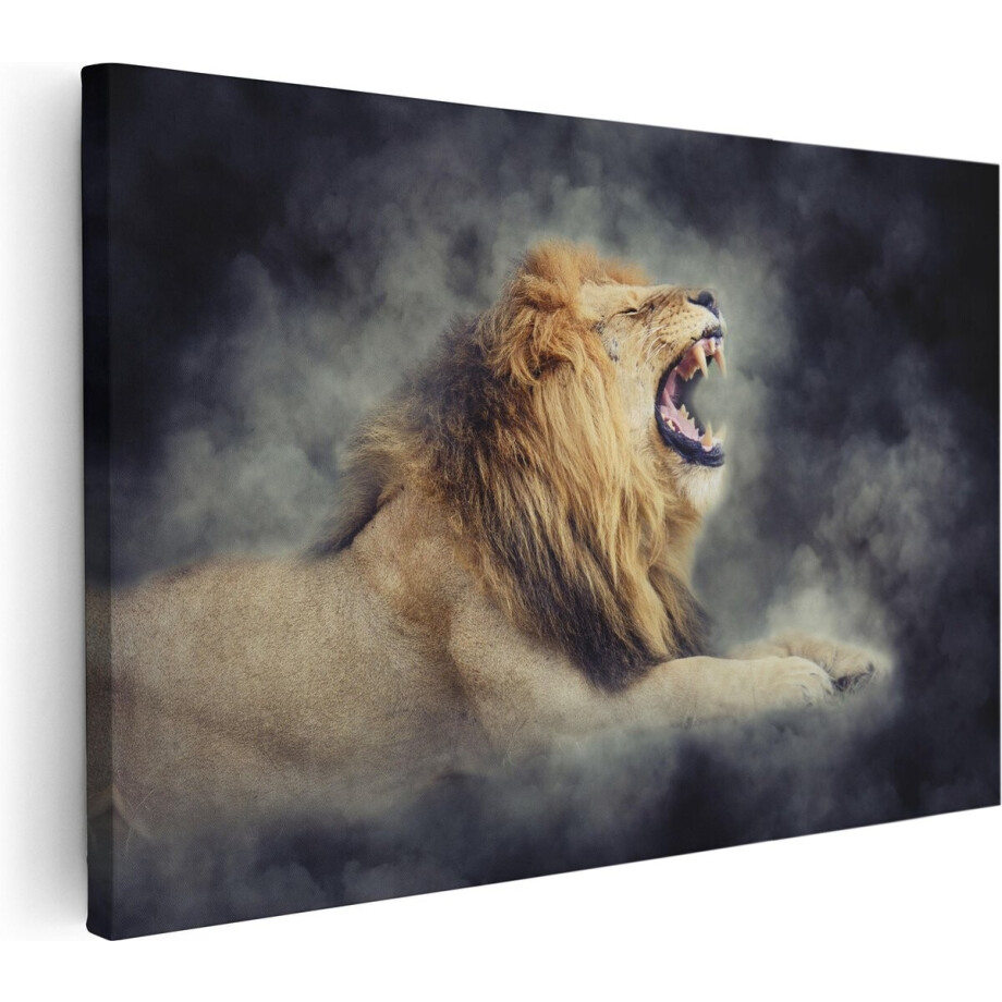 Artaza Canvas Schilderij Brullende Leeuw - 60x40 - Foto Op Canvas - Canvas Print afbeelding 1