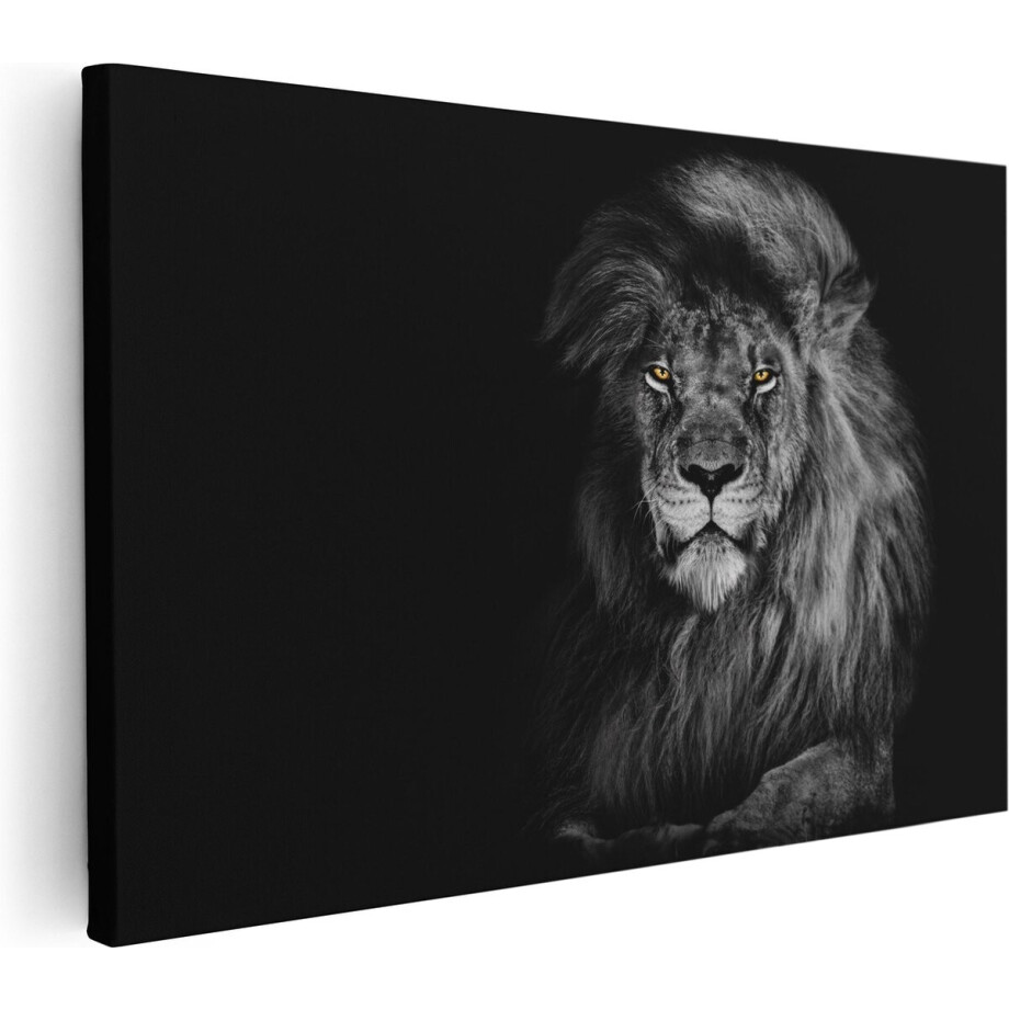 Artaza Canvas Schilderij Leeuw Met Oranje Ogen - Zwart Wit - 30x20 - Klein - Foto Op Canvas - Canvas Print Artaza Canvas Schilderij Leeuw Met Oranje Ogen - Zwart Wit - 30x20 - Klein - Foto Op Canvas - Canvas Print afbeelding 1