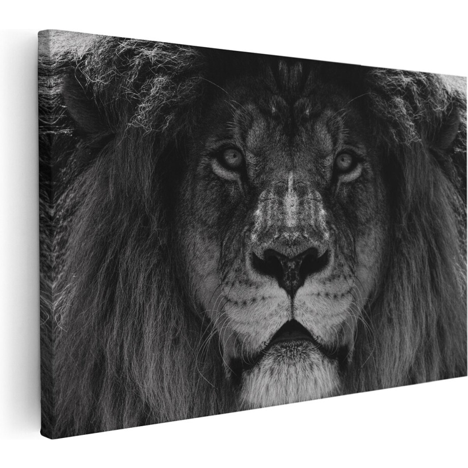 Artaza Canvas Schilderij Leeuw - Leeuwenkop - Zwart Wit - 60x40 - Foto Op Canvas - Canvas Print Artaza Canvas Schilderij Leeuw - Leeuwenkop - Zwart Wit - 60x40 - Foto Op Canvas - Canvas Print afbeelding 1