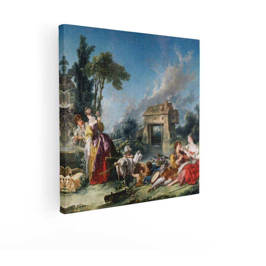 Artaza Canvas Schilderij Landschap - 40x40 cm - Wanddecoratie Oude Meesters - Muurdecoratie Pastoraal Tafereel - Schilderijen Op Canvas afbeelding 1