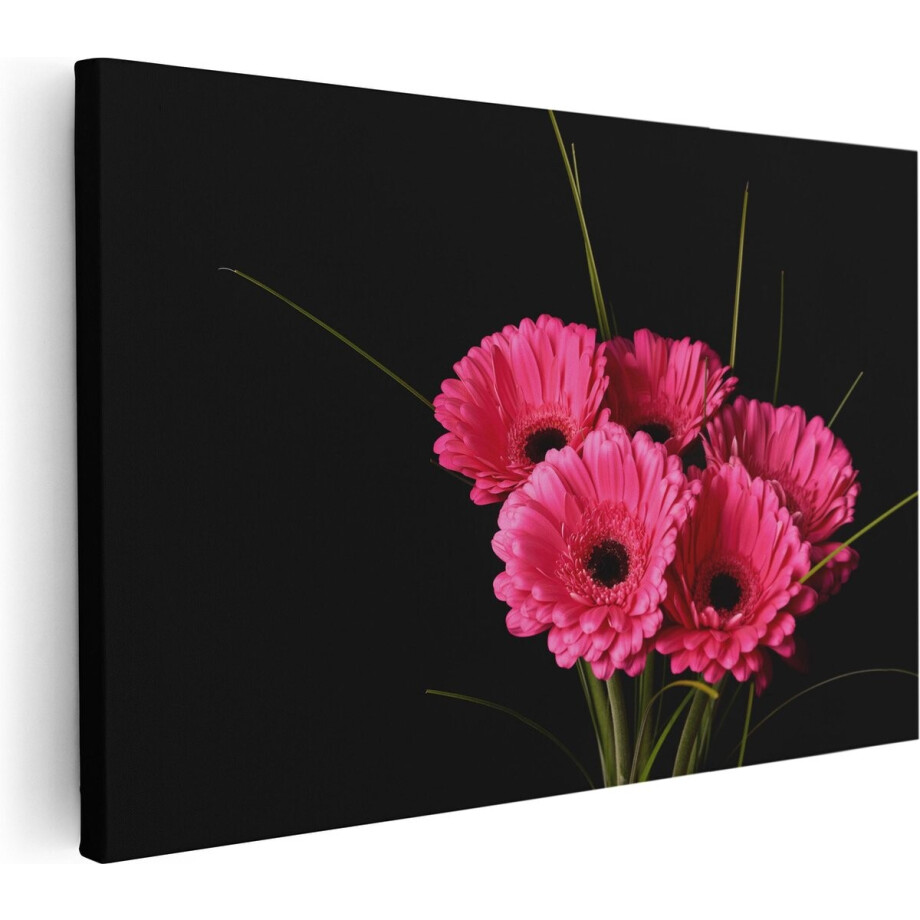 Artaza Canvas Schilderij Roze Gerbera Bloemen - 90x60 - Foto Op Canvas - Canvas Print - Muurdecoratie afbeelding 1