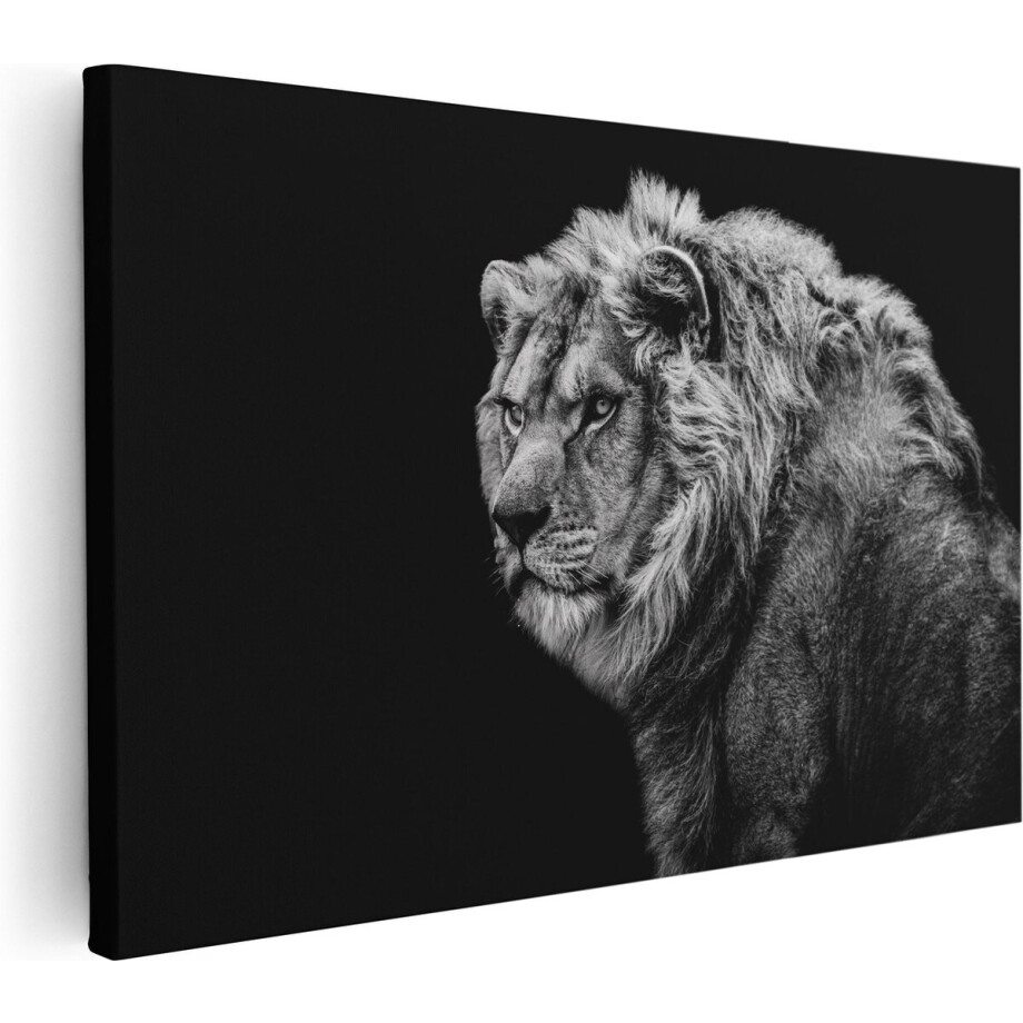 Artaza Canvas Schilderij Leeuw - Zwart Wit - 90x60 - Foto Op Canvas - Canvas Print - Muurdecoratie Artaza Canvas Schilderij Leeuw - Zwart Wit - 90x60 - Foto Op Canvas - Canvas Print - Muurdecoratie afbeelding 1